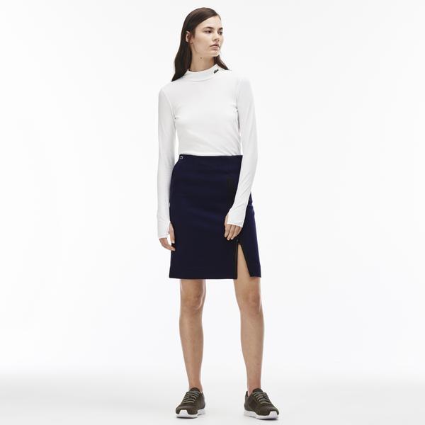 Lacoste L!VE Women's Zippered Split Stretch Fabric Skirt