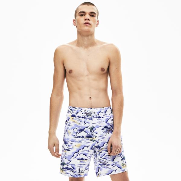 Lacoste Men's Print Light Quick-Dry Long Swim Shorts