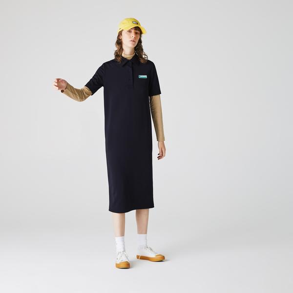 Lacoste Women's LIVE Straight Cut Badge Flowing Polo Dress