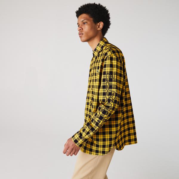 Lacoste Men's LIVE Boxy Fit Checked Cotton Flannel Shirt