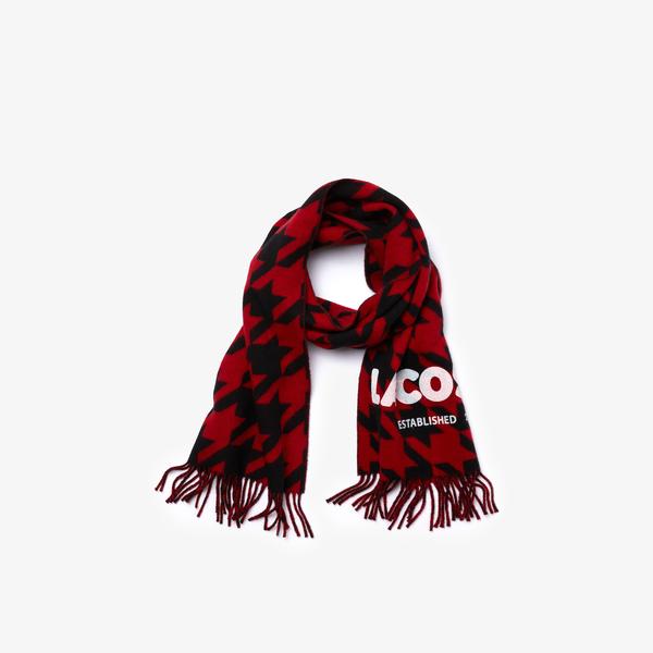 Lacoste Unisex LIVE Oversized scarf with a wool blend in a houndstooth pattern