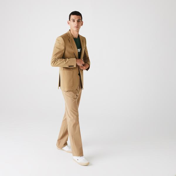 Lacoste Men's Stretch Buttoned Straight Fit Cotton Blazer