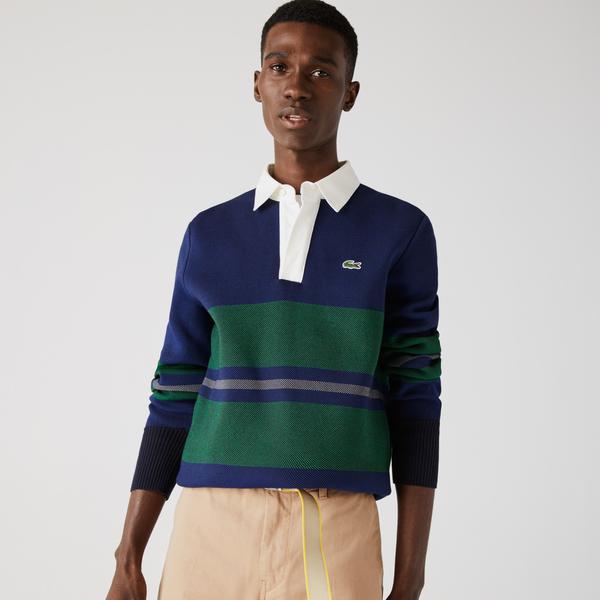 Lacoste Men’s Contrast Neck And Stripes Rugby Sweater