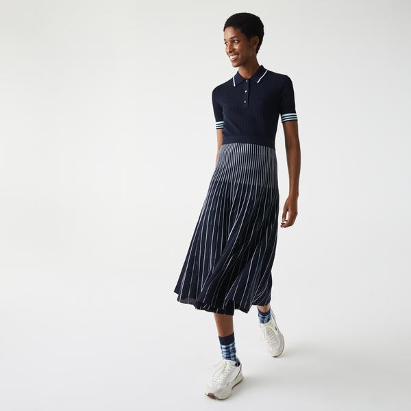 Lacoste Women’s Cotton Polo Dress With Pleated Skirt