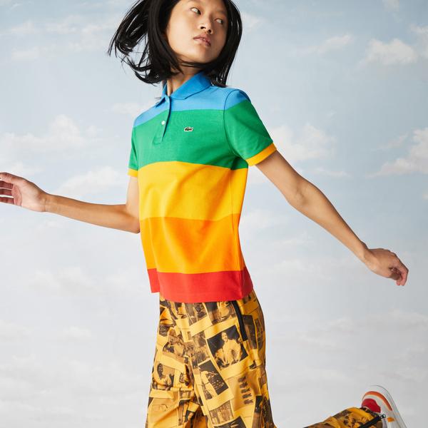 Lacoste Women’s x Polaroid Colour Striped Regular Fit Polo Shirt