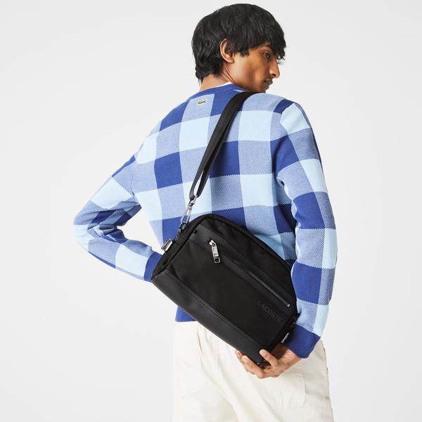 Lacoste Men’s L On The Go Shoulder Strap Resistant Canvas Messenger Bag