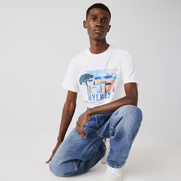 Lacoste Men’s Crew Neck Landscape Print Cotton T-shirt
