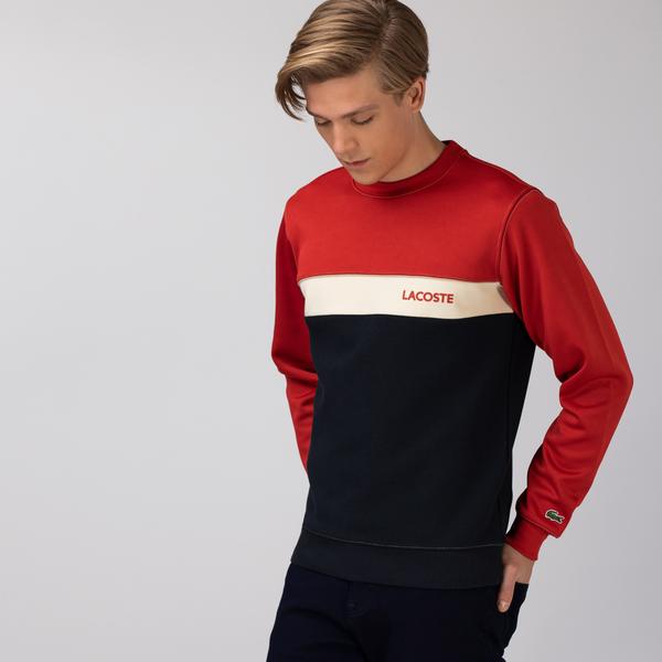 Lacoste Men’s Crew Neck Lettering Colourblock Piqué Sweatshirt