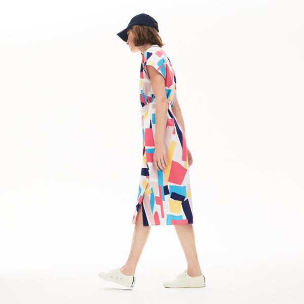 Lacoste Women's Coloured Design Cotton Blend Shirt Dress