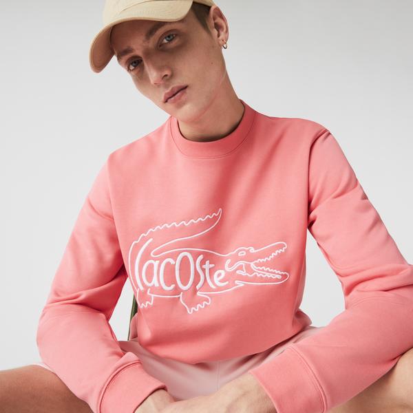 Lacoste Men’s Crew Neck Embroidered Crocodile Cotton Fleece Sweatshirt
