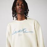 Lacoste Men’s Crew Neck Lettered Cotton Fleece Sweatshirt