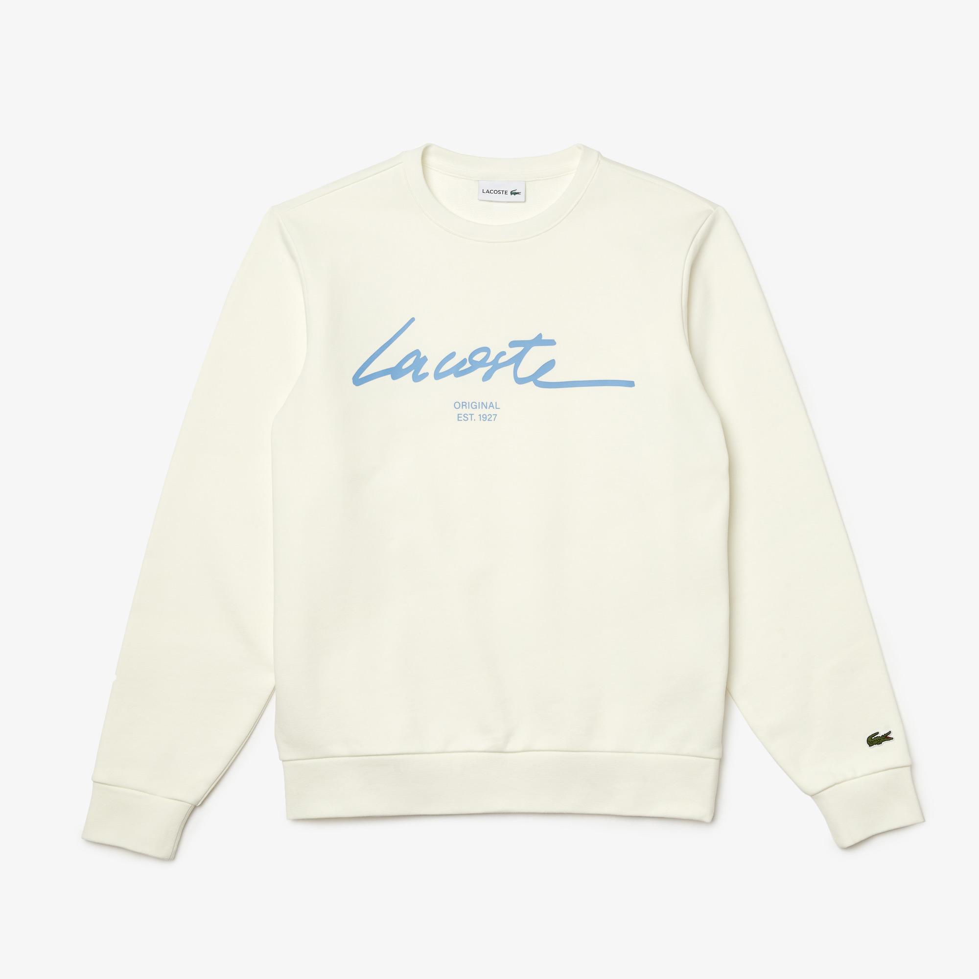 Lacoste Men’s Crew Neck Lettered Cotton Fleece Sweatshirt