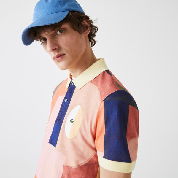 Lacoste Men’s Regular Fit Paint Print Cotton Piqué Polo Shirt