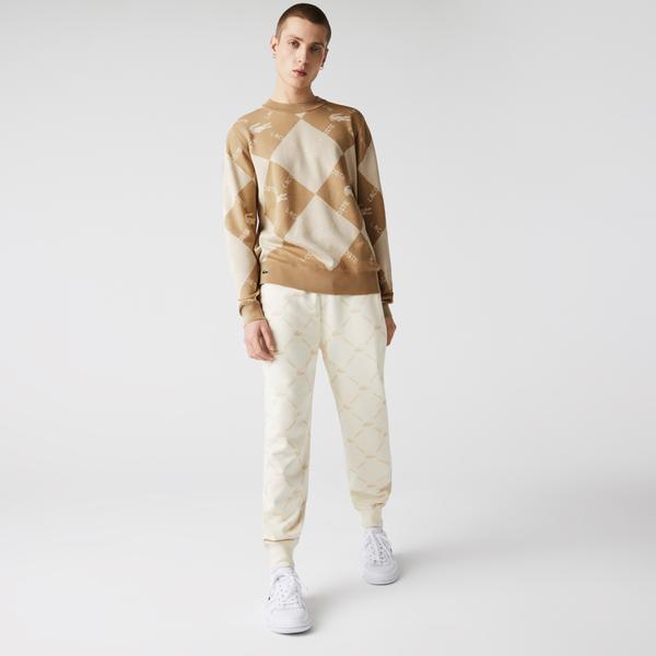 Lacoste Men’s LIVE Monogram Patterned Jacquard Cotton Sweater