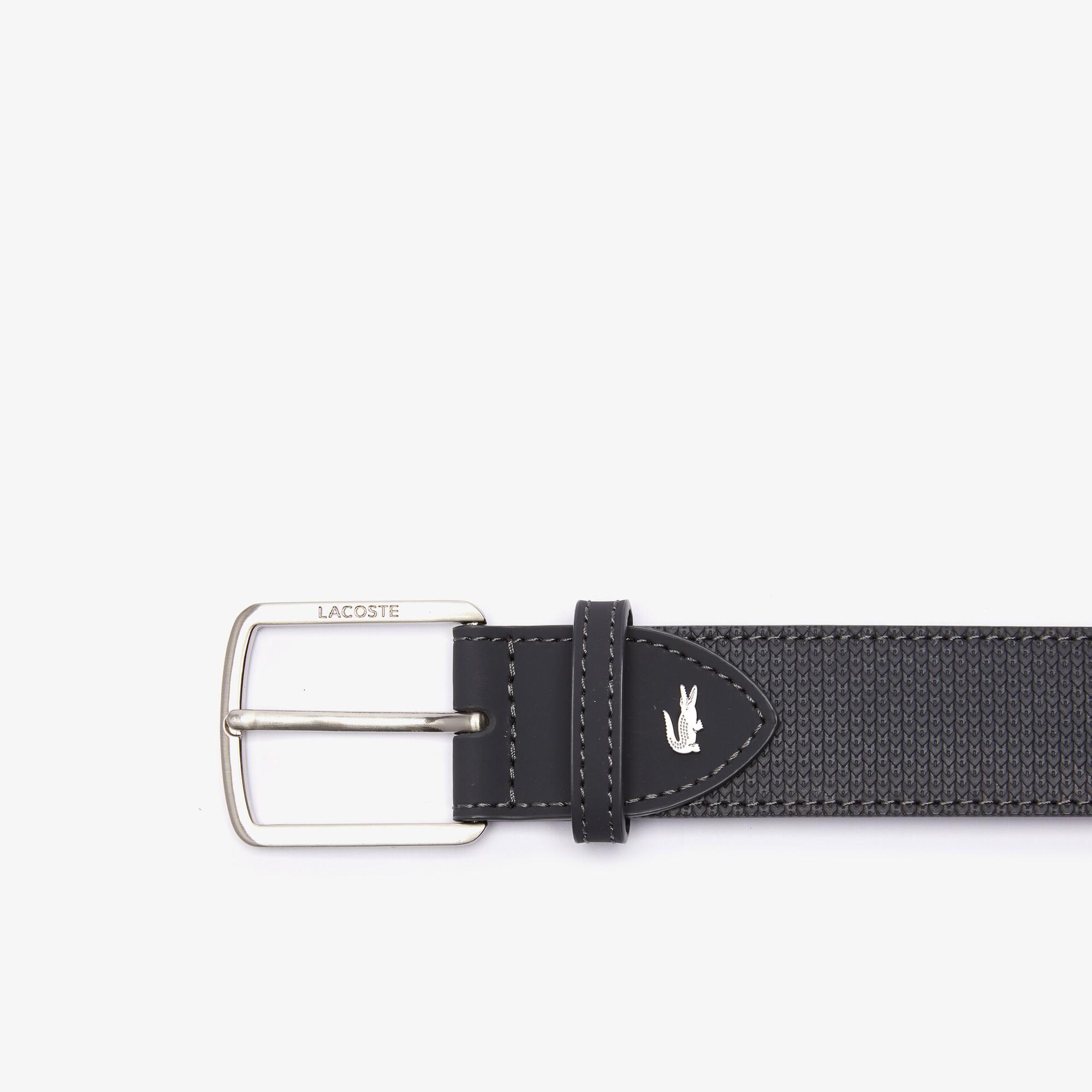 Lacoste Men's Engraved Buckle Reversible Piqué Leather Belt
