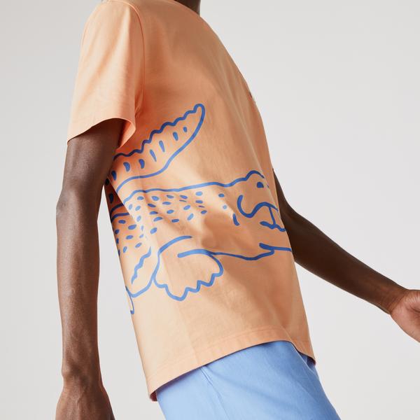 Lacoste Men’s Crew Neck Crocodile Print Organic Cotton T-shirt