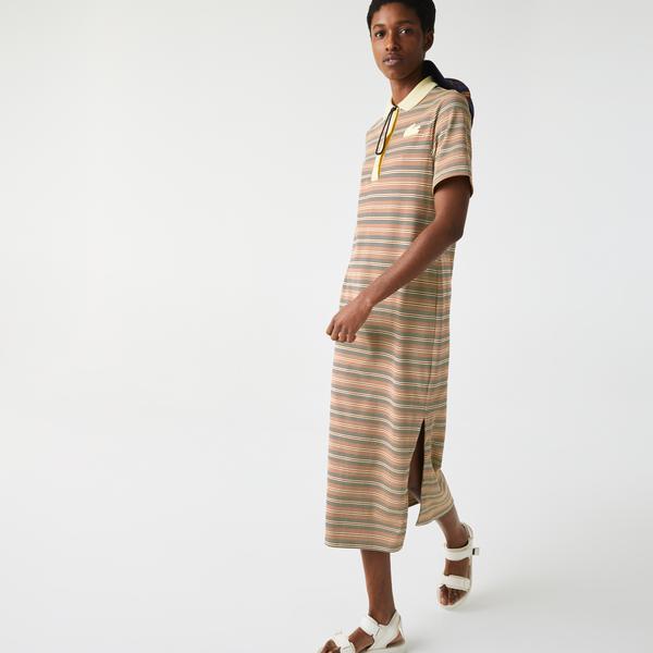 Lacoste Women’s LIVE Long Striped Cotton Polo Dress