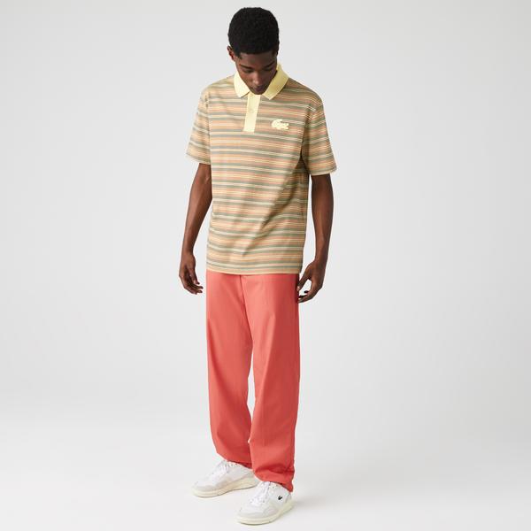 Lacoste Unisex LIVE Loose Fit Striped Cotton Polo Shirt