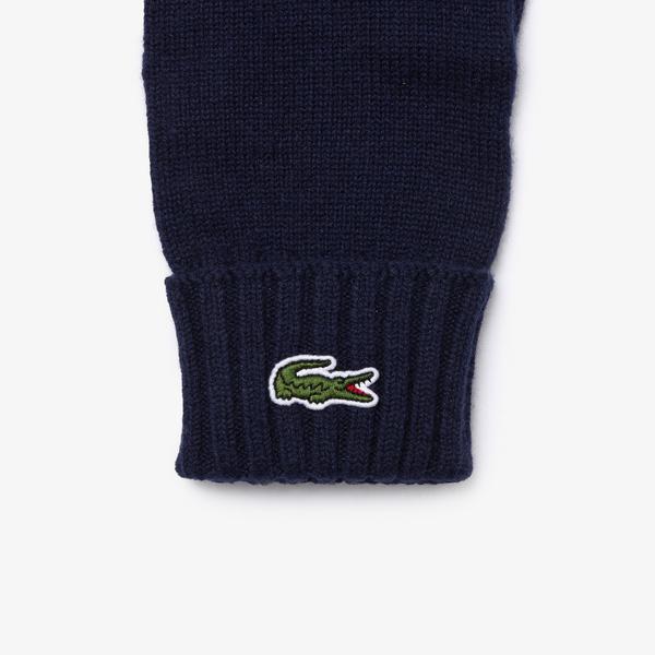Lacoste Men's Embroidered Crocodile Wool Gloves