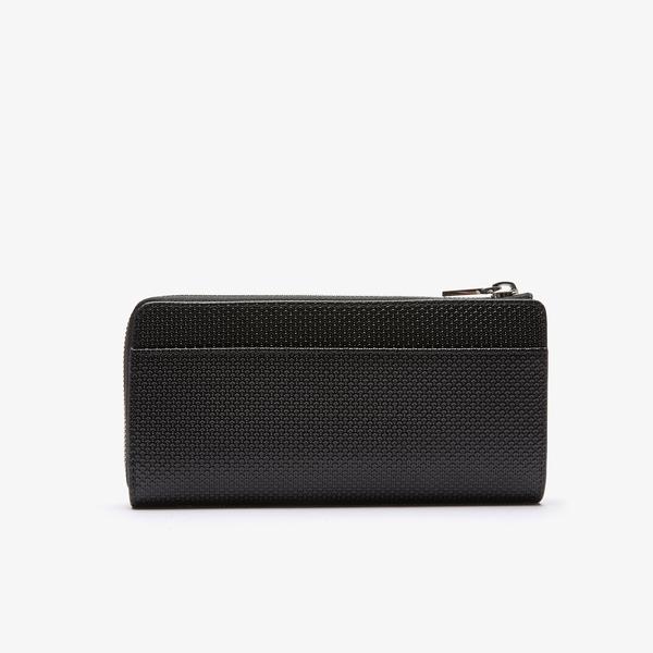 Lacoste Women's Chantaco Zippered Matte Piqué Leather Wallet