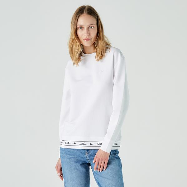 Lacoste Kadın Regular Fit Baskılı Beyaz Sweatshirt