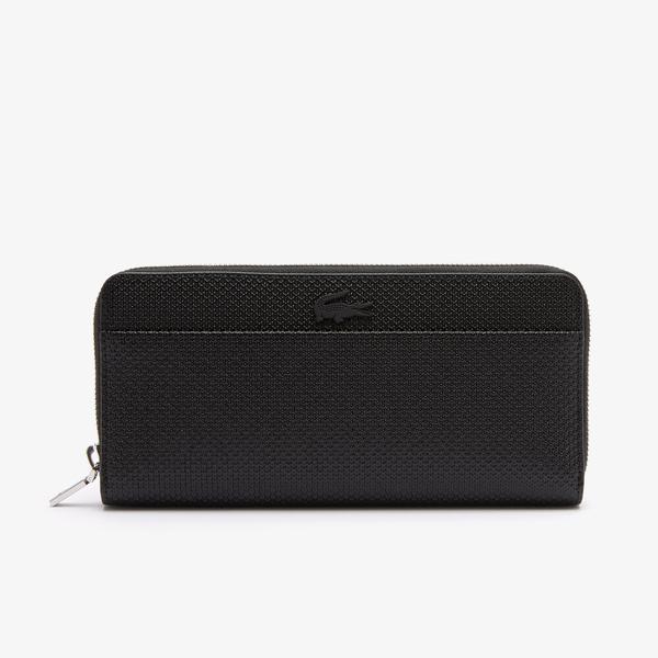 Lacoste Unisex Chantaco Zipped Piqué Leather Large Wallet