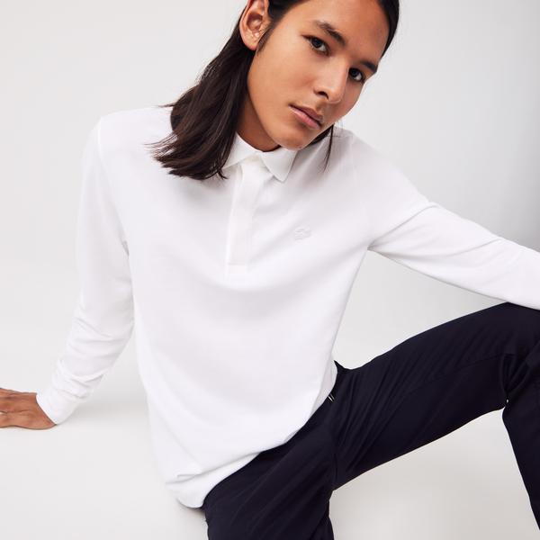 Smart Paris Long-sleeve Stretch Cotton Piqué Polo Shirt